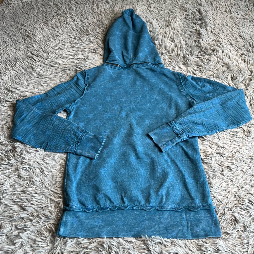 Affliction Hoodie Womens Small Embellishment Spellout Eagle Detach Hood Blue - Picture 9 of 16